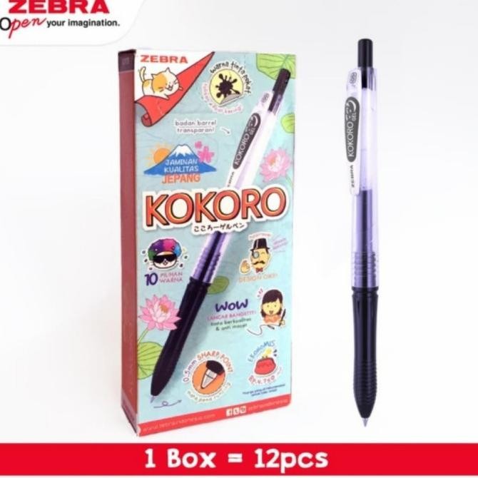 

Pulpen Kokoro Gel 0.5 Mm Black Pen Ballpoint Zebra Hitam Lusin 12 Pcs