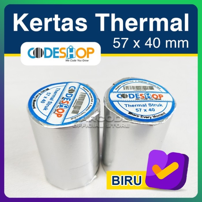 

Kertas Thermal 57 X 40 Codeshop Struk Kasir 58Mm Cetak Biru - 100 Roll Diskon