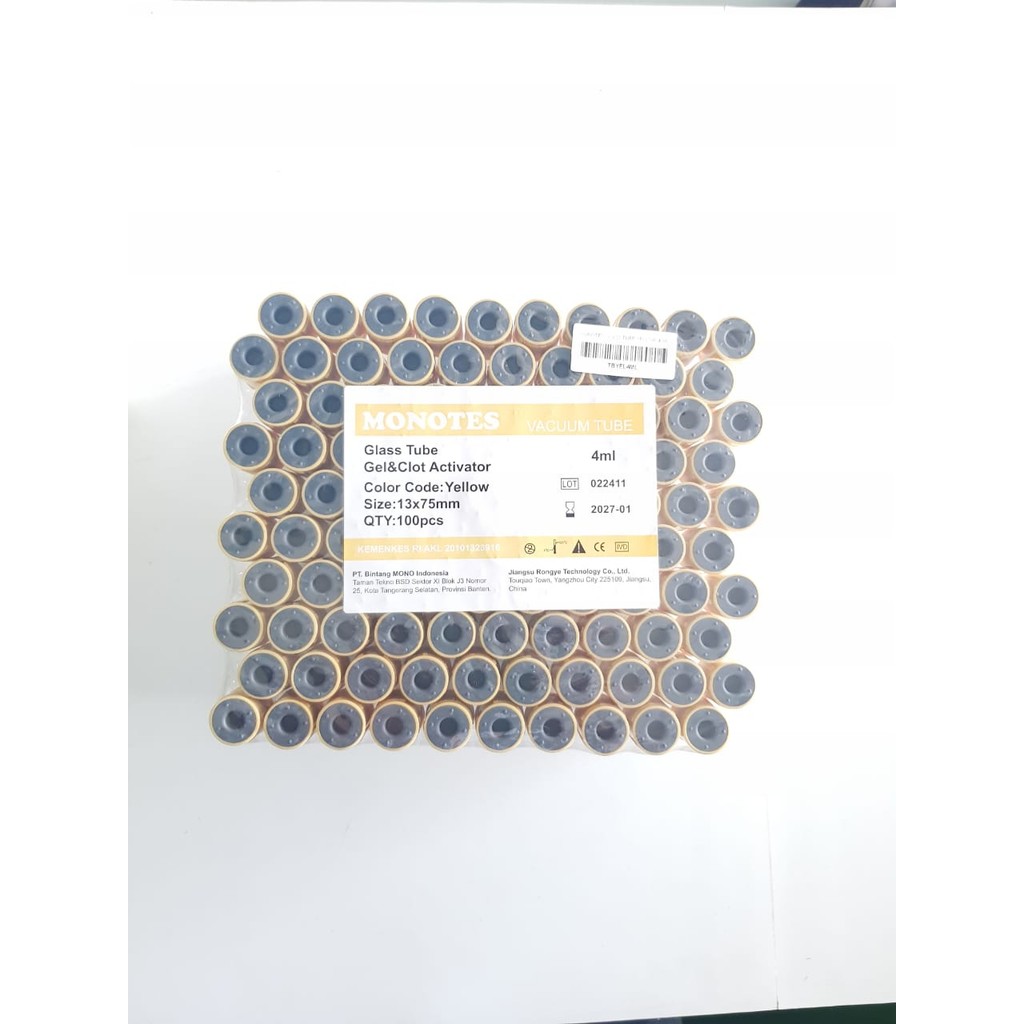Tabung Darah Blood Vacuum Tube Pet Gel & Clot Activator 4Ml Monotes 