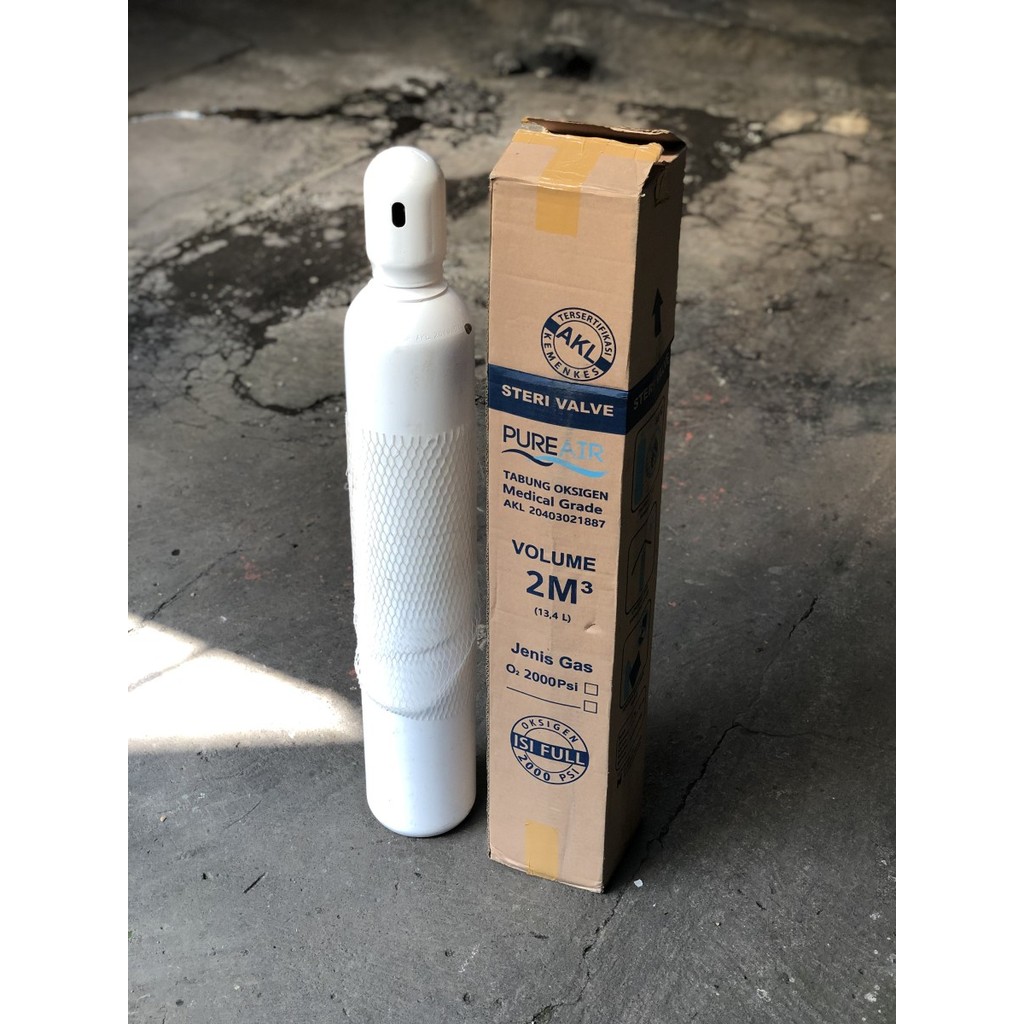 Tabung Oksigen (O2) 2m3 + Isi Oksigen Medis, merk Pure Air (baru)