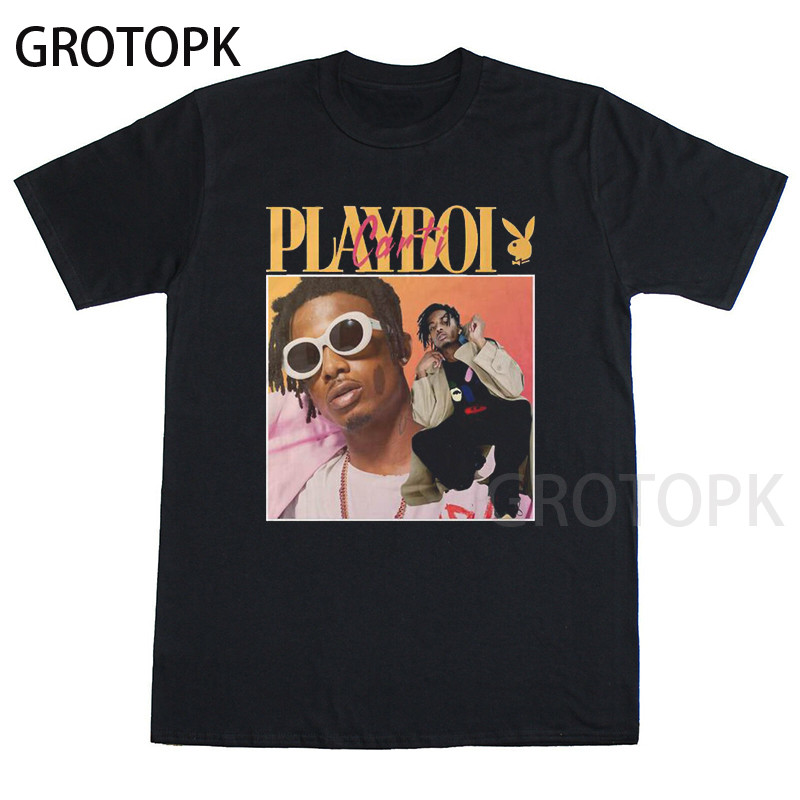kemeja Playboi Carti baru, kaos rap hipebeast vintage 90-an Atasan Kaos Kasual Desain Fashion Kaos P