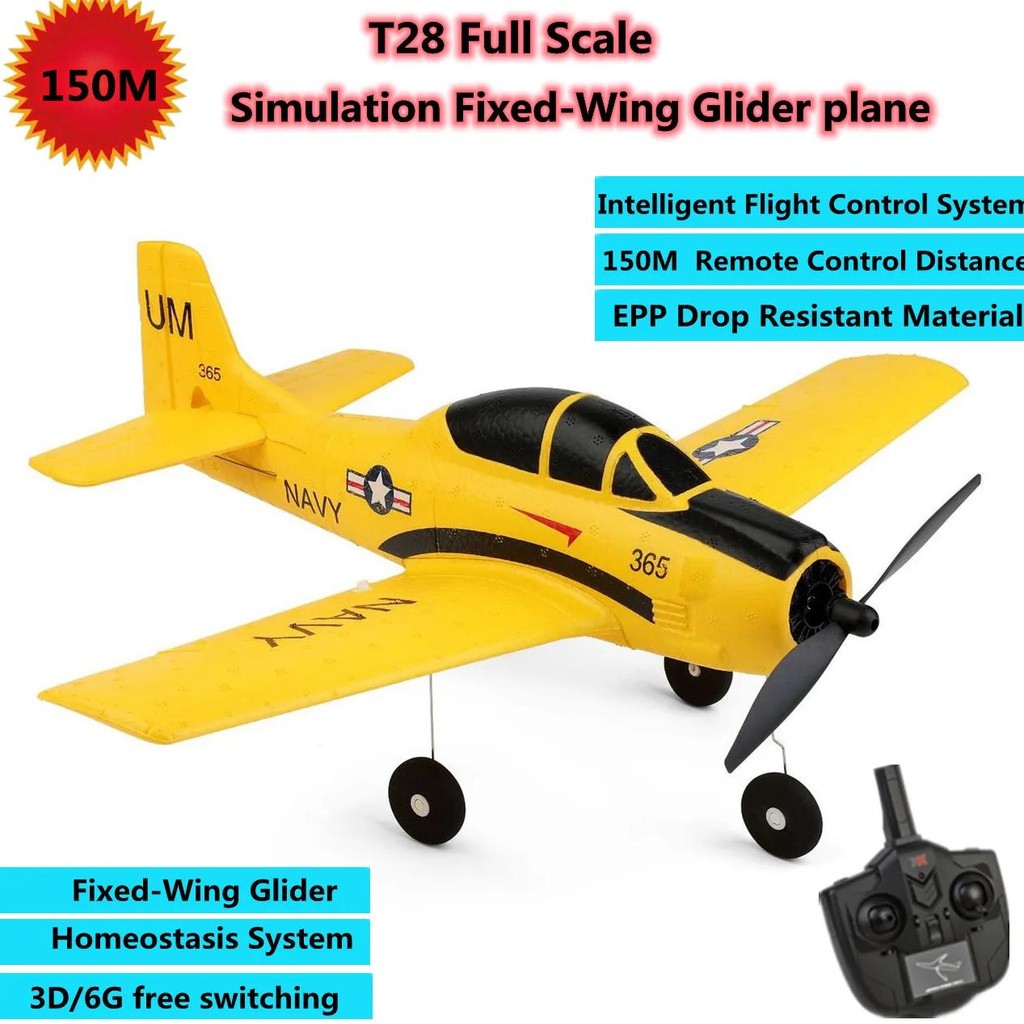 T28 FULL-SCALE SIMULATION REMOTE CONTROL FIXED-WING GLIDER PLANE 3D/6G FREE SWITCHING 150M  EPP DROP