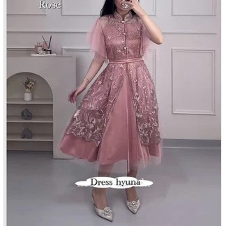 Dress Pendek Wanita Natal Selutut Korean Style Baju Natalan Dreas Mewah Wedding 2024 Remaja Dres Bru