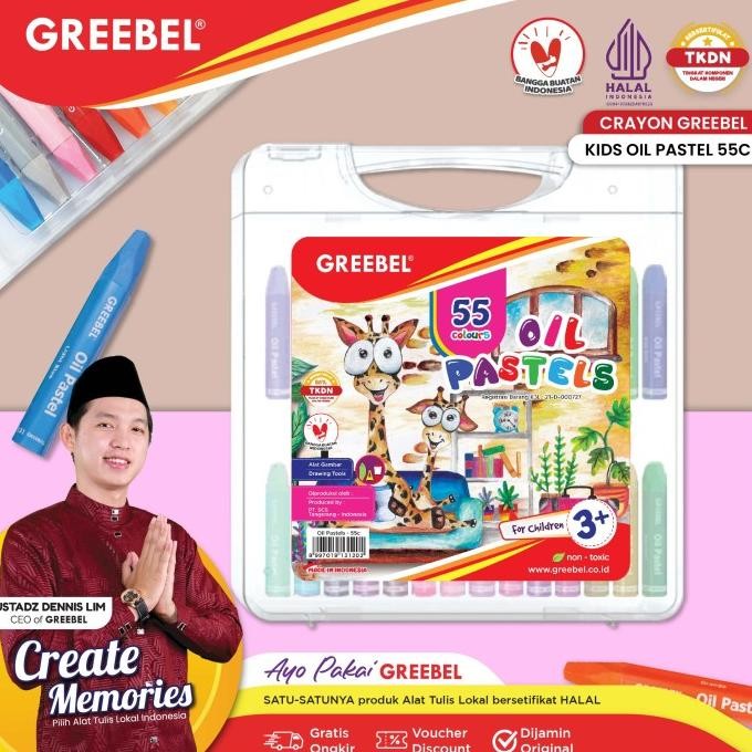 

GREEBEL Crayon Krayon KIDS OIL PASTEL 55 Warna (KOP 55C) / Crayon Greebel / Krayon 55 Warna / Non toxic