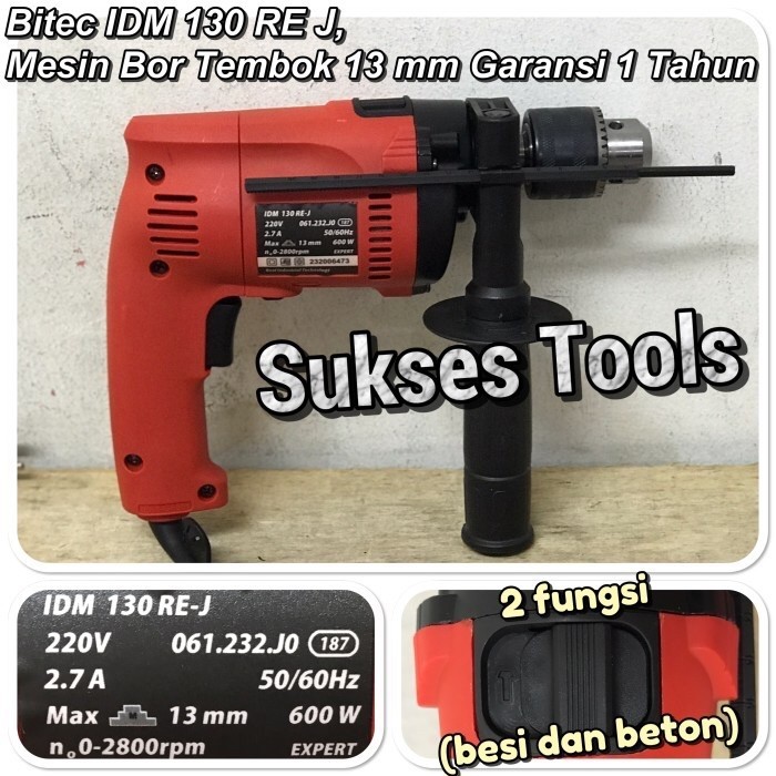 Impact Hammer Drill Bitec Mesin Bor Tembok Beton 13 mm
