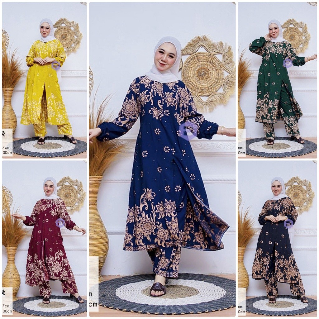 Baju Muslim ONE SET TUNIK KENANGA ONE SET LONG TUNIK ONE SET TUNIK WANITA TERBARU SETELAN TUNIK DAN