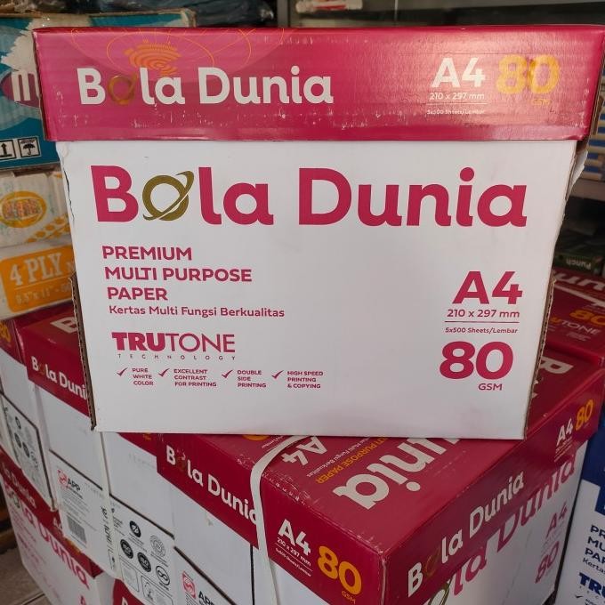 

KERTAS HVS ukuran A4-80gsm paket 1dus ( 5 rim)