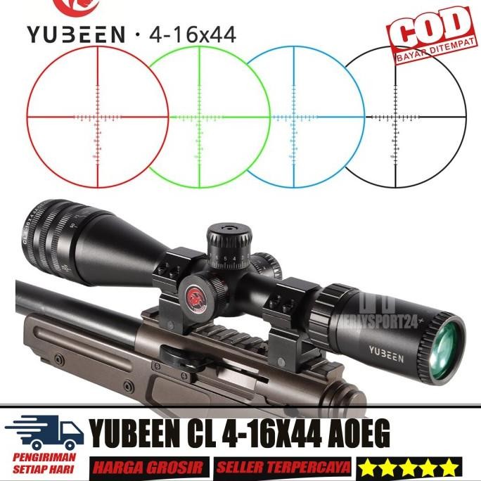 TERLARIS - TELESKOP YUBEEN CL 4-16X44AOEG SCOPE YUBEEN CL 4-16X44 AOE TAHAN GETAR
