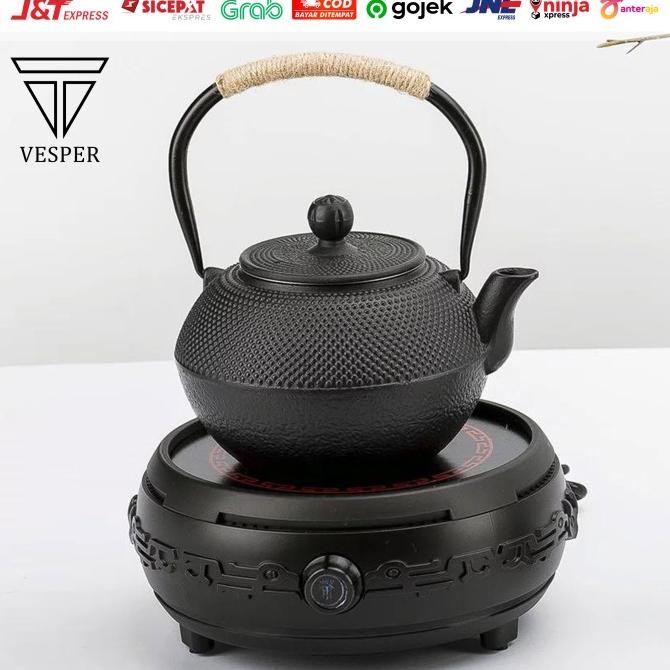 

japanese iron teapot kettle infuser / teko air teh kopi classic black