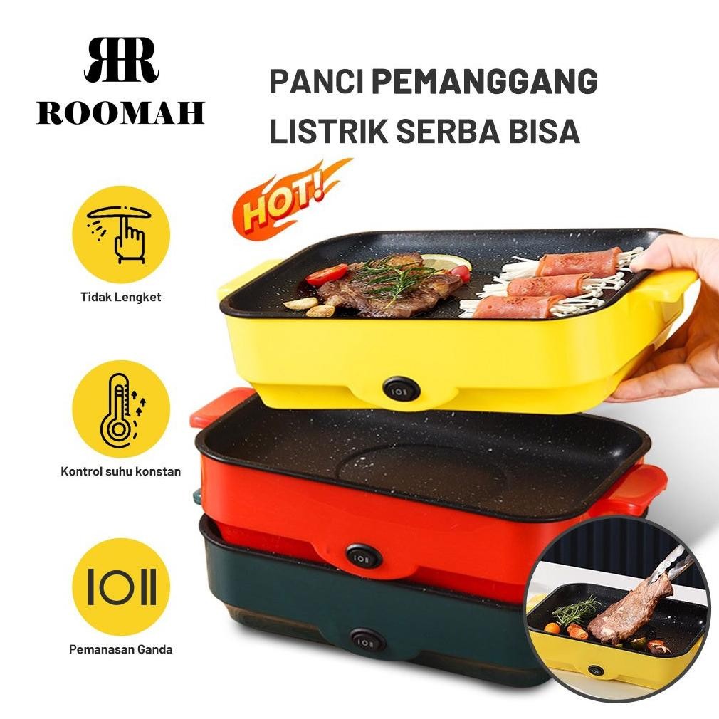 ROOMAH Panggangan BBQ Panci Listrik Multifungsi Tidak Lengket / Wajan Panggang Kue Panggangan Alat B