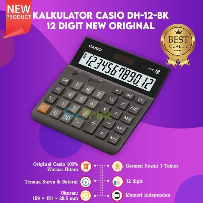 

Kalkulator Casio Dh-12 Black Calculator Desktop White Dh 12 Original