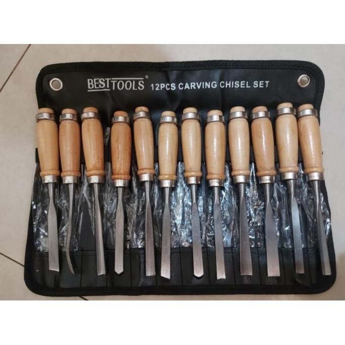 

Harga Promo Besttools Set Pisau Ukir Pahat Kayu 12 In 1 / Wood Carving Art Chisel