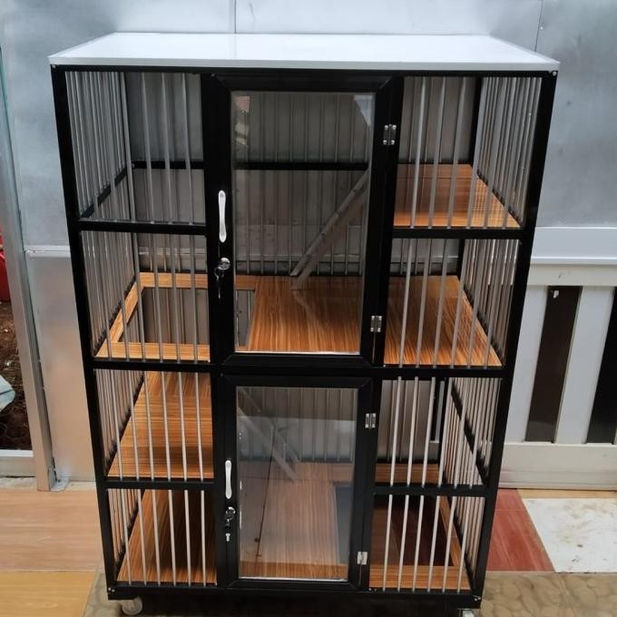 kandang kucing alumunium 2 kamar