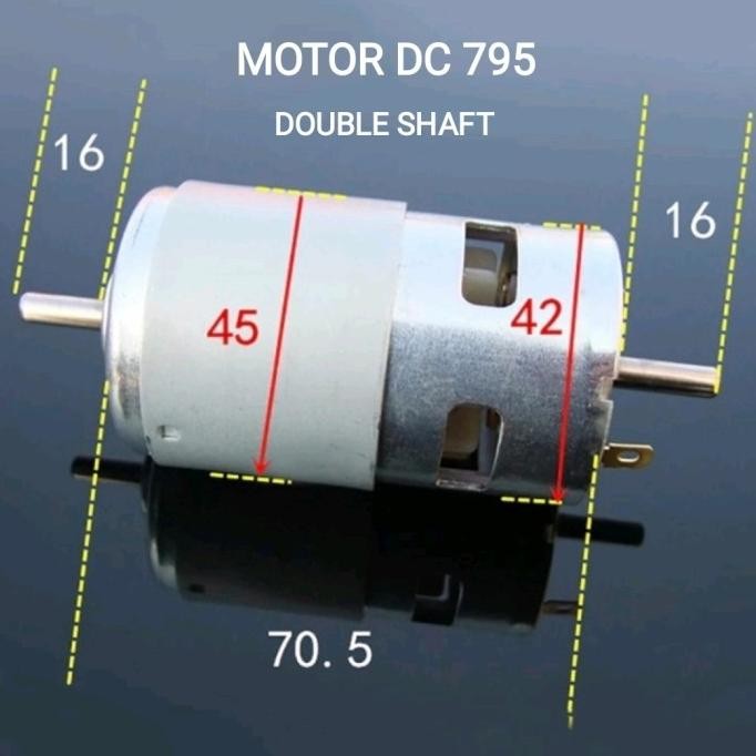 Motor Dc 795 Double Shaft High Speed Ball Bearing Dinamo 12V 24V Proses Cepat
