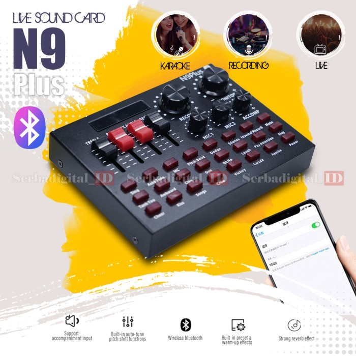 Cuci Gudang Soundcard N9 Plus Bluetooth Live Audio Mixer Broadcast Dua Channel