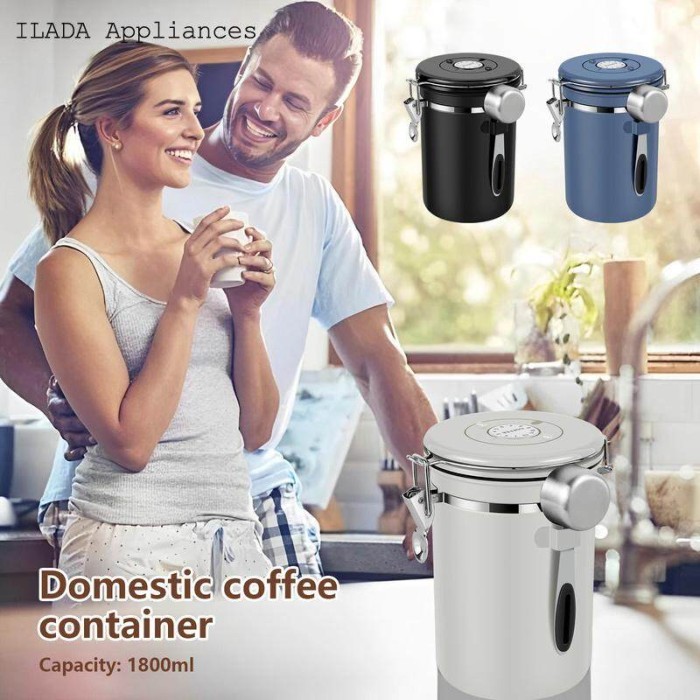 

Ilada Kaleng Kopi Dengan Sendok 1800Ml Wadah Penyimpanan Kopi Besi