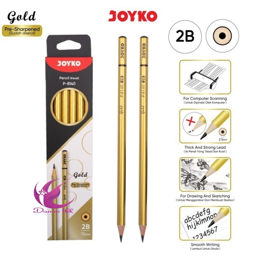 

Pencil Pensil Joyko P-8140 Gold 2B 1 BOX 12 PCS