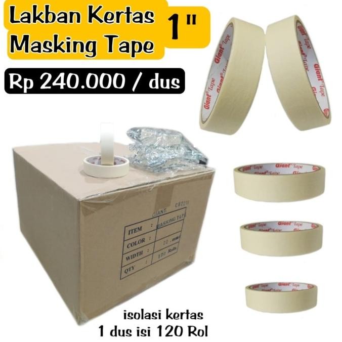 

TERBARU - Isolasi kertas 1" lakban kertas PER DUS isi 120 rol