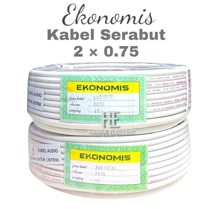 KABEL SERABUT EKONOMIS 2X0.75 KABEL AUDIO PER-ROLL 1111T