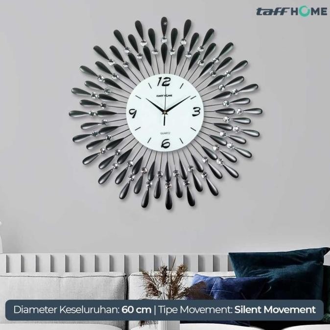 TAFFHOME JAM DINDING 3D QUARTZ CREATIVE MODEL LUXURY DIAMOND 60CM - H12 1111T