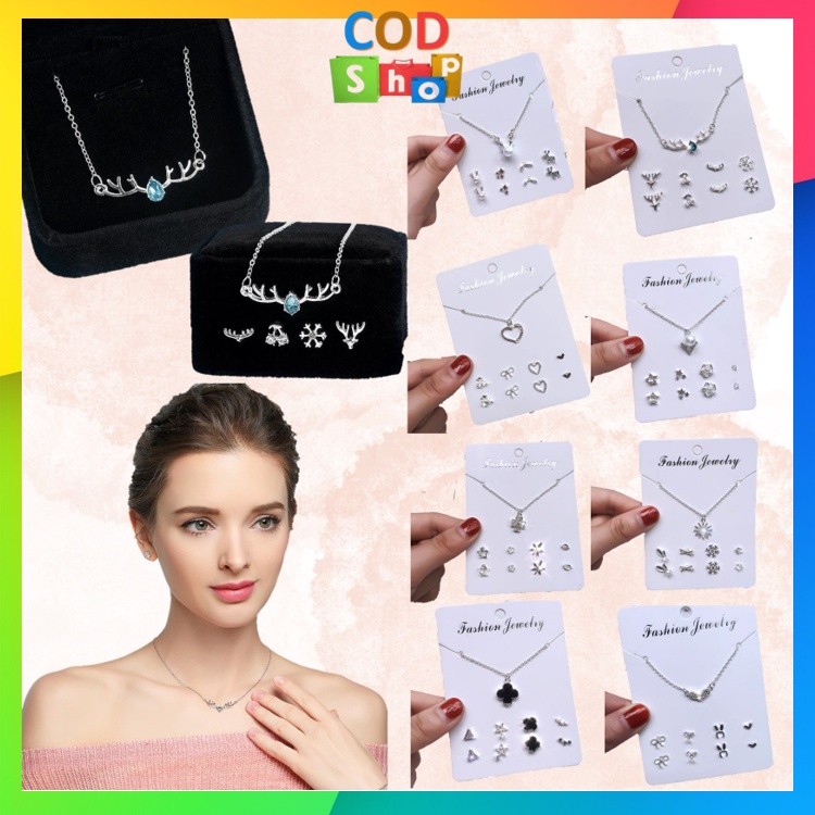 

murah COD - K5483 Kalung Anting Fashion Wanita Korea / Kalung Anting Aksesoris Murah / Set Aksesoris