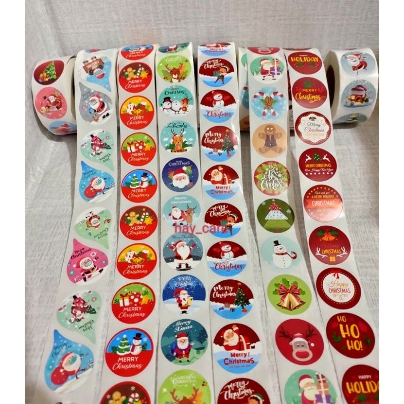 

(100pcs) Stiker Natal Stiker Merry Christmas Custom 2,5cm