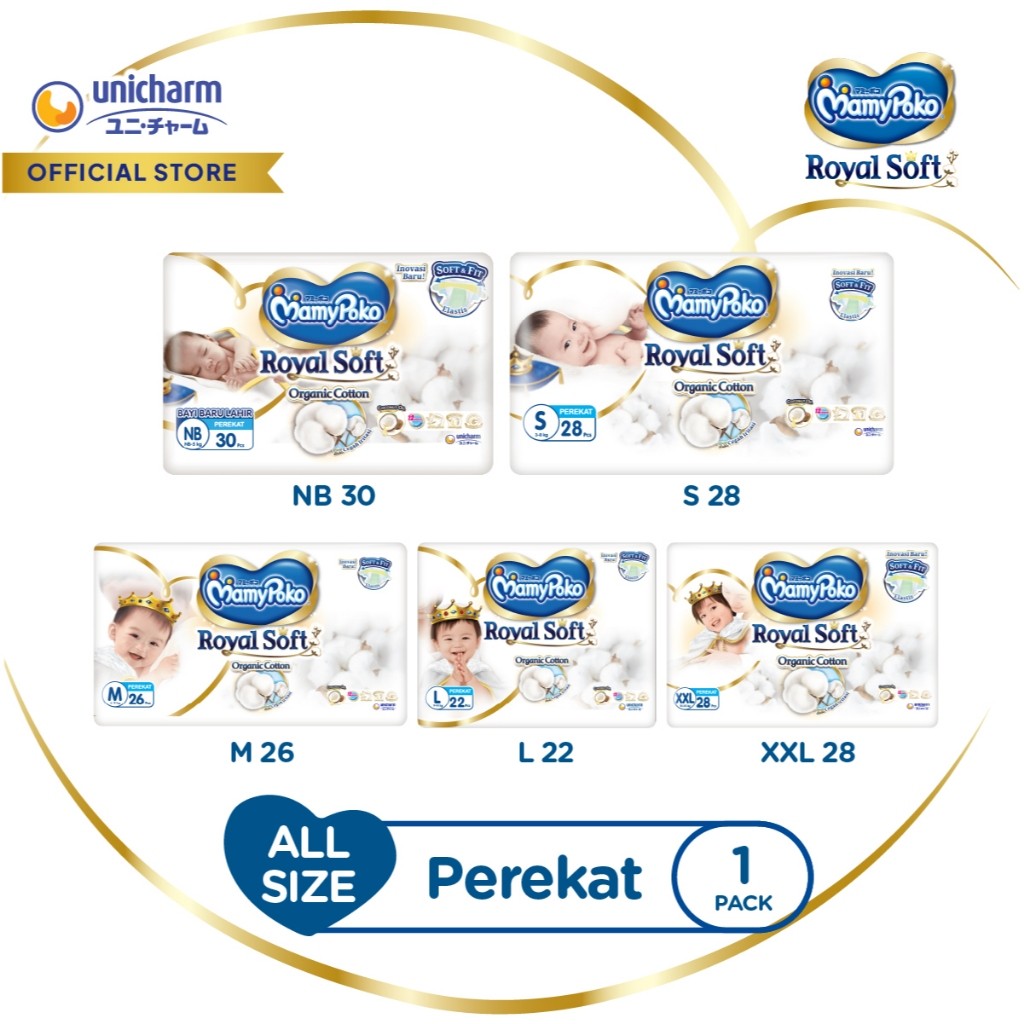 Mamy - Mamypoko Royal Soft Organic Tape NB-XXL - Jumbo - 1 Pack