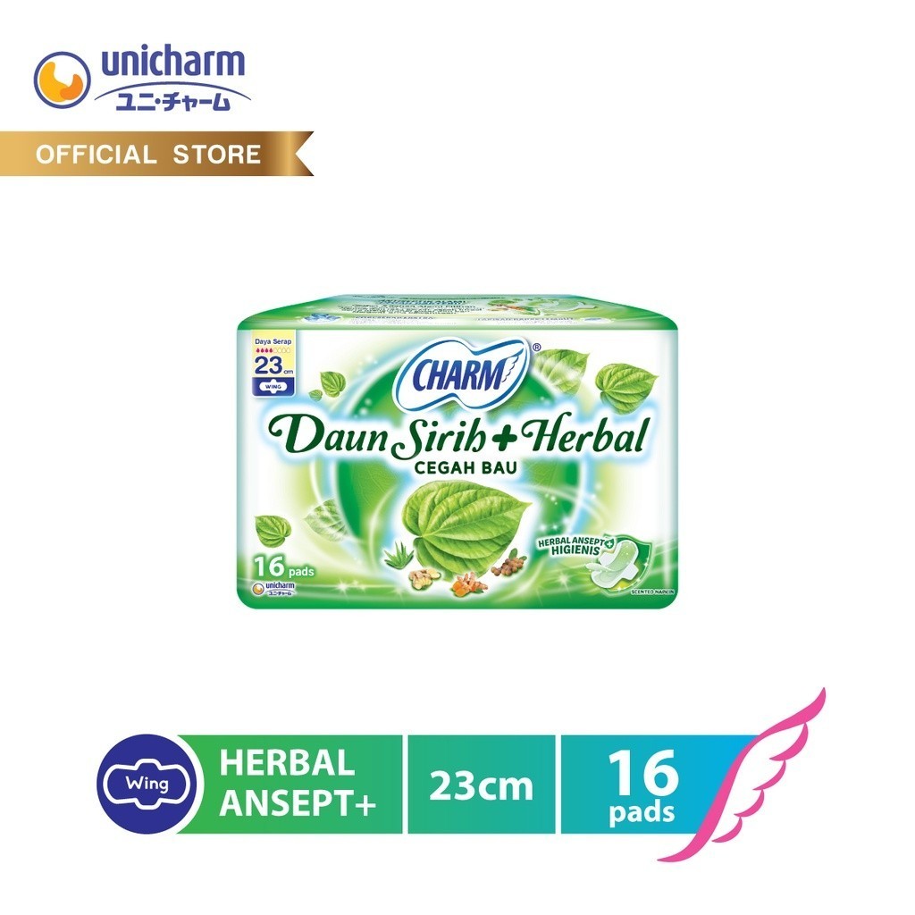 Charm Pembalut Herbal Ansept+ 23cm Wing 16 pads