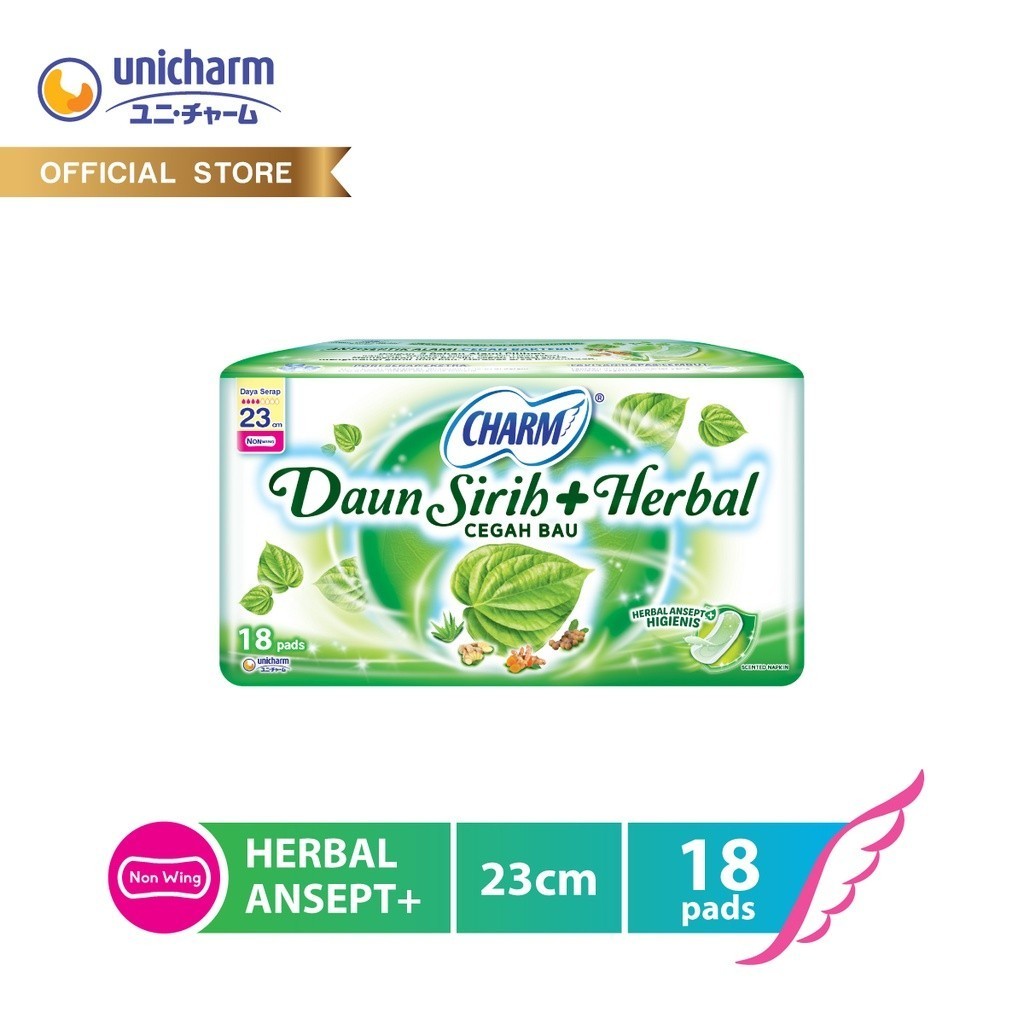 Charm Pembalut Daun Sirih + Herbal 23cm Non Wing 18 pads