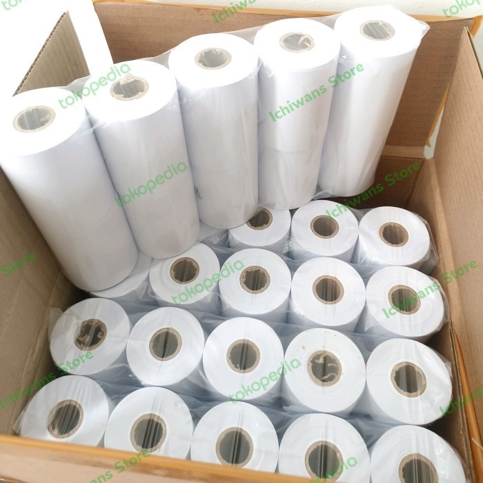 

Kertas Kasir Paper Roll HVS 1ply 75x65mm/75x60/75x55 1 dus isi 100 rol