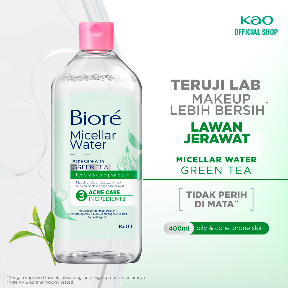 Biore Micellar Water Acne Care Pembersih Wajah Make Up Remover Green Tea For Oily & Acne 400ml