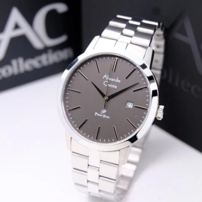 ALEXANDRE CHRISTIE AC1007 AC 1007 SILVER BLACK JAM TANGAN PRIA ORGINAL