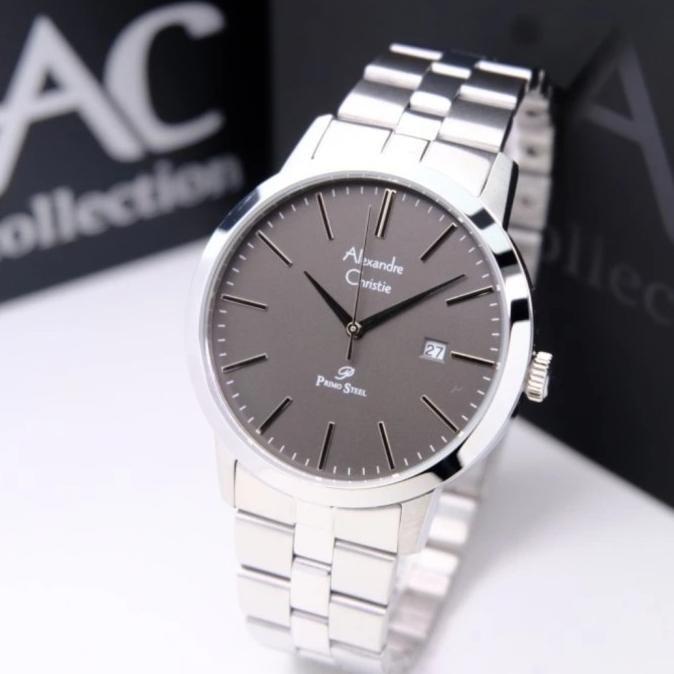 ALEXANDRE CHRISTIE AC1007 / AC 1007 SILVER BLACK JAM TANGAN ASLI