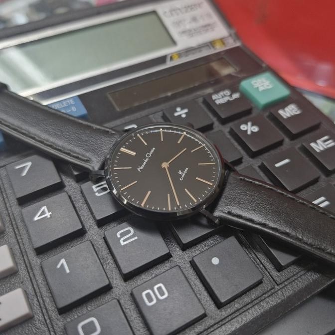 ALEXANDRE CHRISTIE AC8490 AC 8490 WANITA BLACK JAM TANGAN ORIGINAL