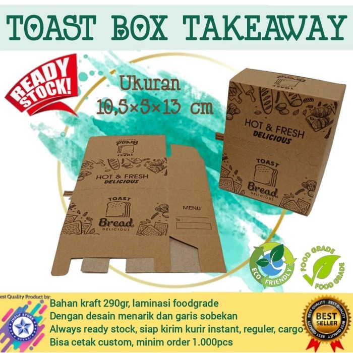 Box Toast / Toast Box Takeaway Ukuran 10,5X5X13Cm @1Pcs Stok Terbatas