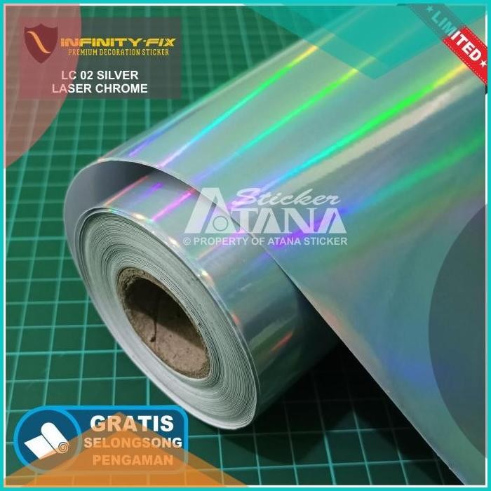 Skotlet Laser Chrome Stiker Silver Hologram Pelangi Lentur Lembayung