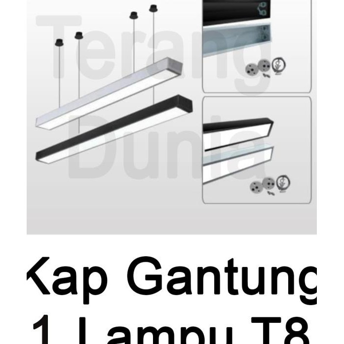 Kap Lampu Tl Gantung Single Kap Balok Neon Led Lampu Gantung Neon Balo