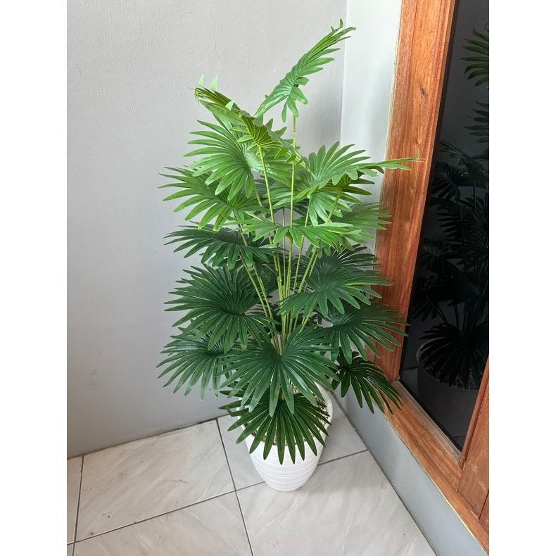 TANAMAN ARTIFICIAL PALEM KIPAS JUMBO 24DAUN(sudah+pot)