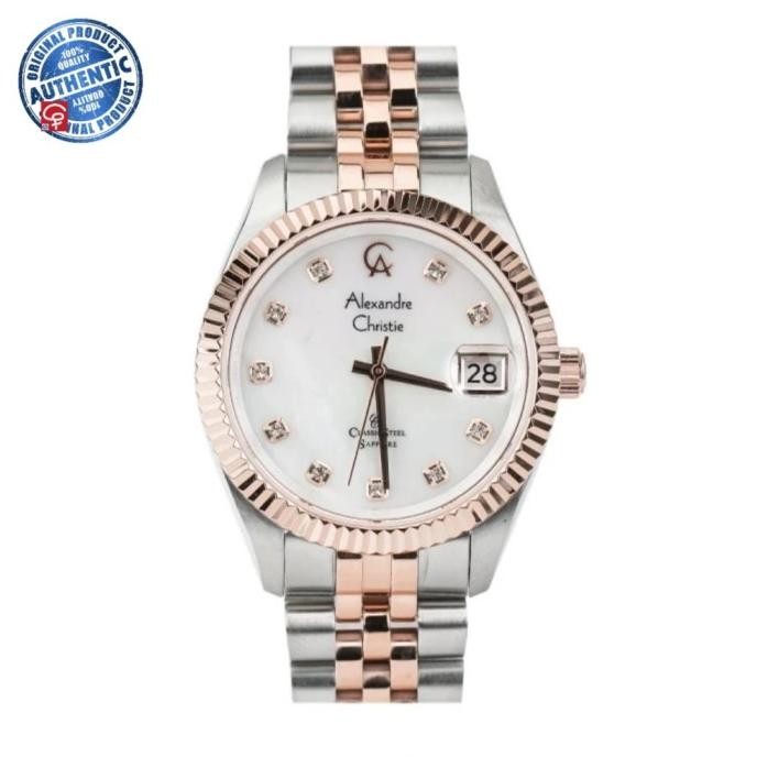 JAM TANGAN WANITA ALEXANDRE CHRISTIE AC5013 AC 5013 MD KOMBINASI PEARL