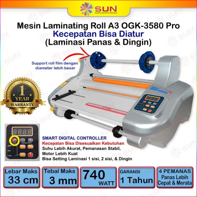 Mesin Laminasi Laminating Roll A3 - Hot Roll Laminator