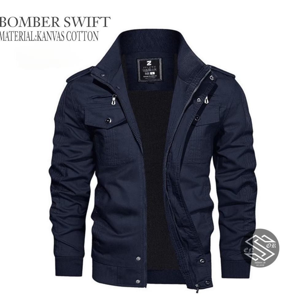 Jaket Pria Bomber Snsr Swiff Sensor Kanvas Jacket Boomber Kekinian Jaket Motor