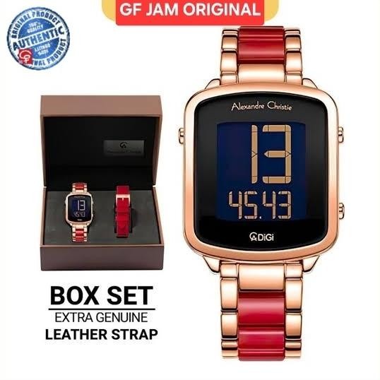 JAM TANGAN WANITA ALEXANDRE CHRISTIE AC9381 AC 9381 RED BOX SET