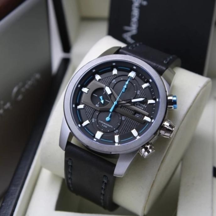 ALEXANDRE CHRISTIE AC6562 AC 6562 SILVER LEATHER JAM TANGAN ORIGINAL