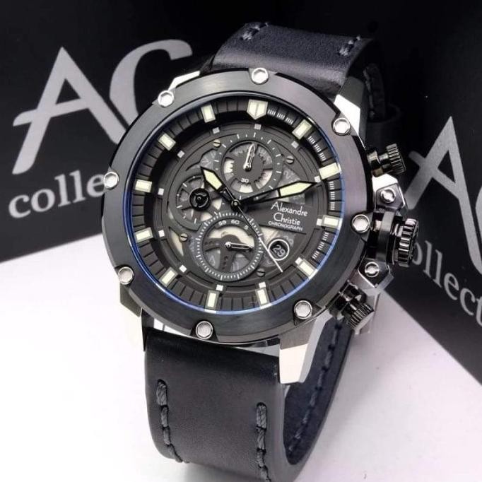 JAM TANGAN PRIA ALEXANDRE CHRISTIE AC6564 AC 6564 SILVER BLACK ORIGINAL GARANSI RESMI 1TAHUN