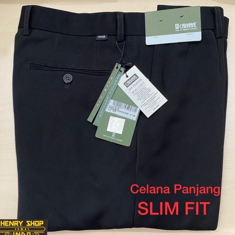 Celana Bahan Pria Celana Kantor Celana Formal Cardinal Slim Fit Hitam / Bahan Kerja Cardinal Slimfit