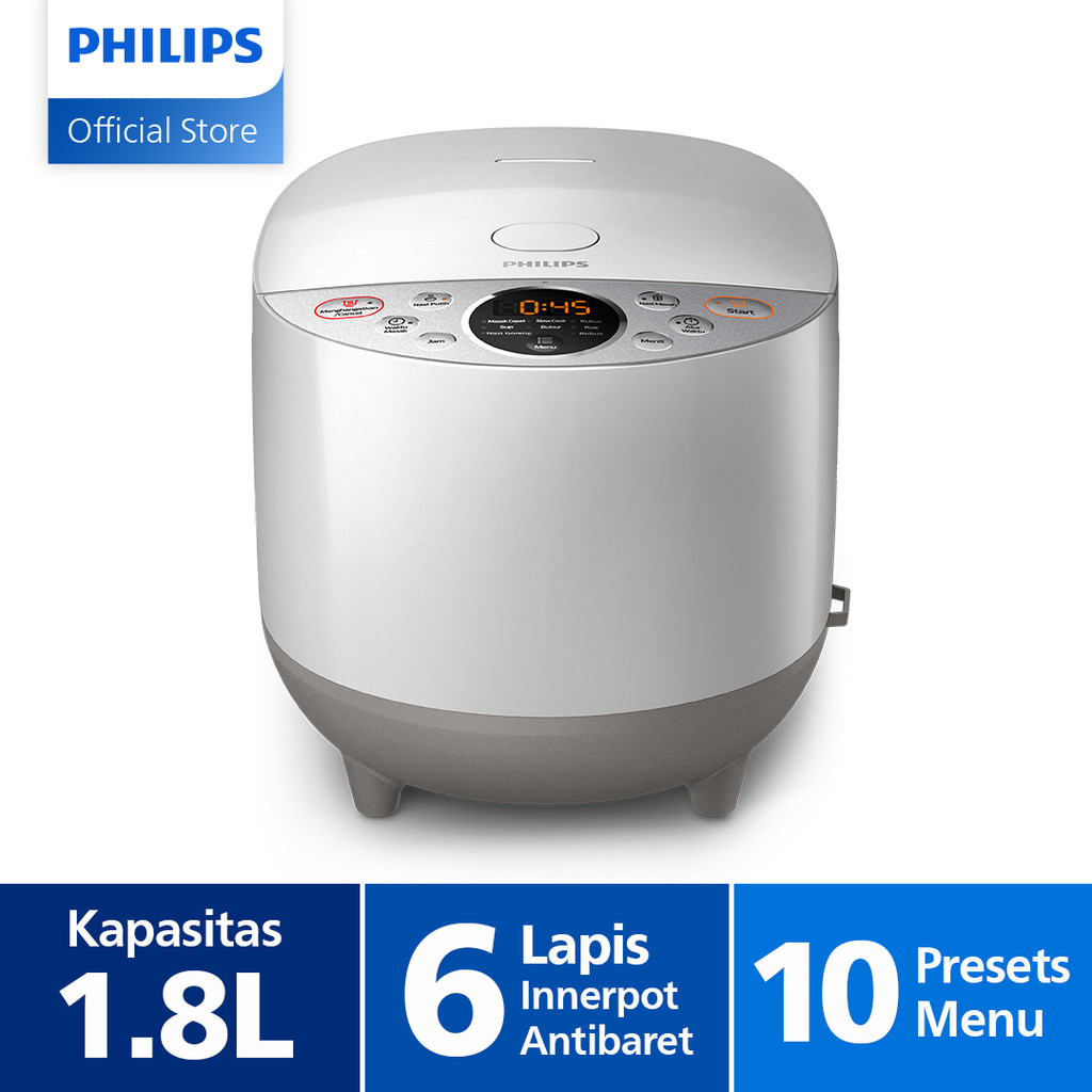 Philips Digital Rice Cooker / Magicom HD4515/30 1.8 L Lapisan Bakuhanseki Anti Lengket Anti Baret Pa