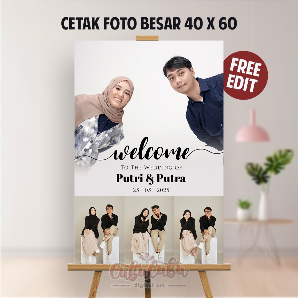 Cetak Foto PREWEDDING 16Rs Bingkai MDF JUMBO 40X60CM, CUBUCUBU WEDDING 16r |2DS437zs|