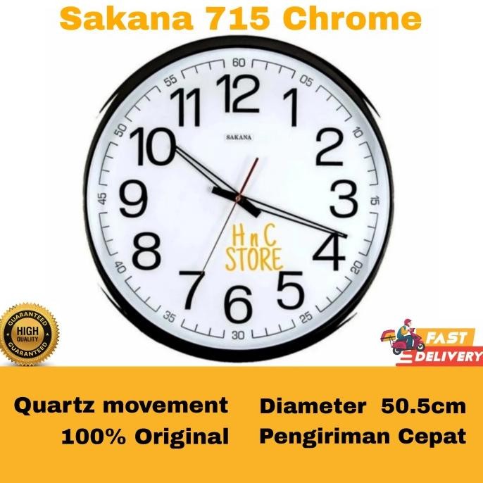 BEBAS ONGKIR - Ukuran X-tra Besar Diameter 50cm, Jam Dinding Sakana 715 Ori