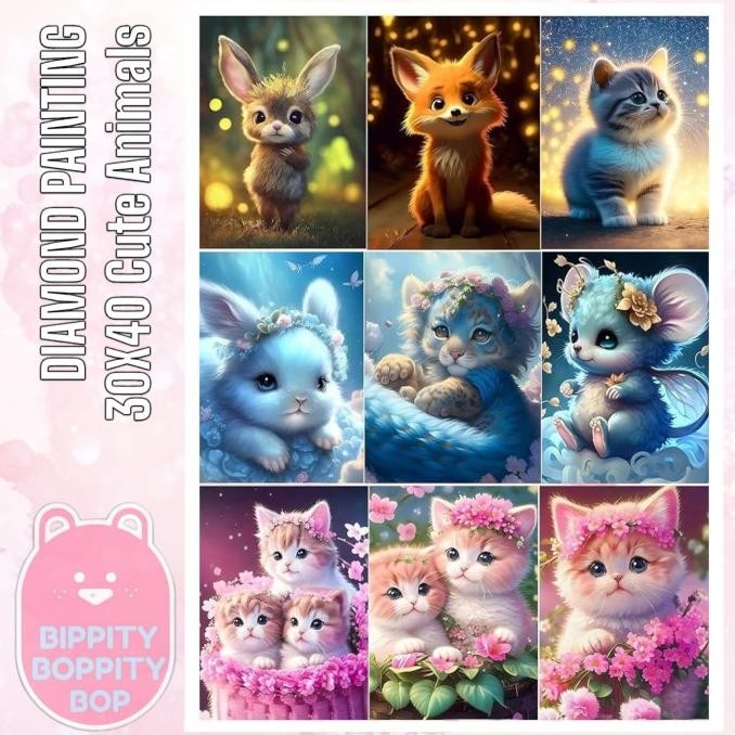 

DIY Diamond Painting 5D Diamond Art Kit Cute Animals 30x40 Round Drill