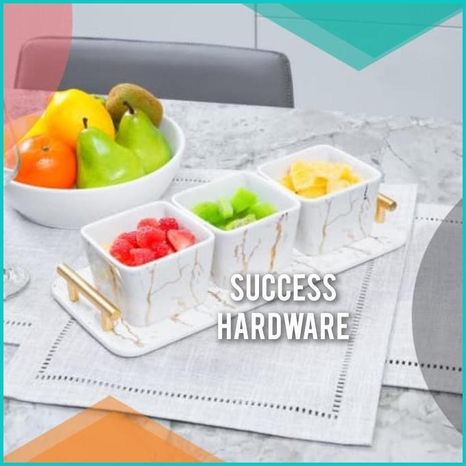 APPETITE SET 4 PCS MANGKUK SAJI DENGAN NAMPAN/SERVING BOWL GOLD MARBL